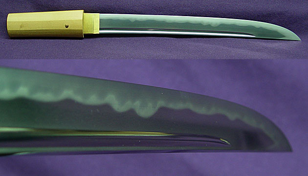 Tanto made by the famous living national treasure (Ningen Kokuho - Japan's highest honor) smith Seiho Sumitani. In the Kamakura Bizen den. Nice saka gunome choji midare with ashi make up most of the hamon, hada in ko-itame. In full Japanese professional polish. Swords by Seiho are now rare as he passed away several years ago. 