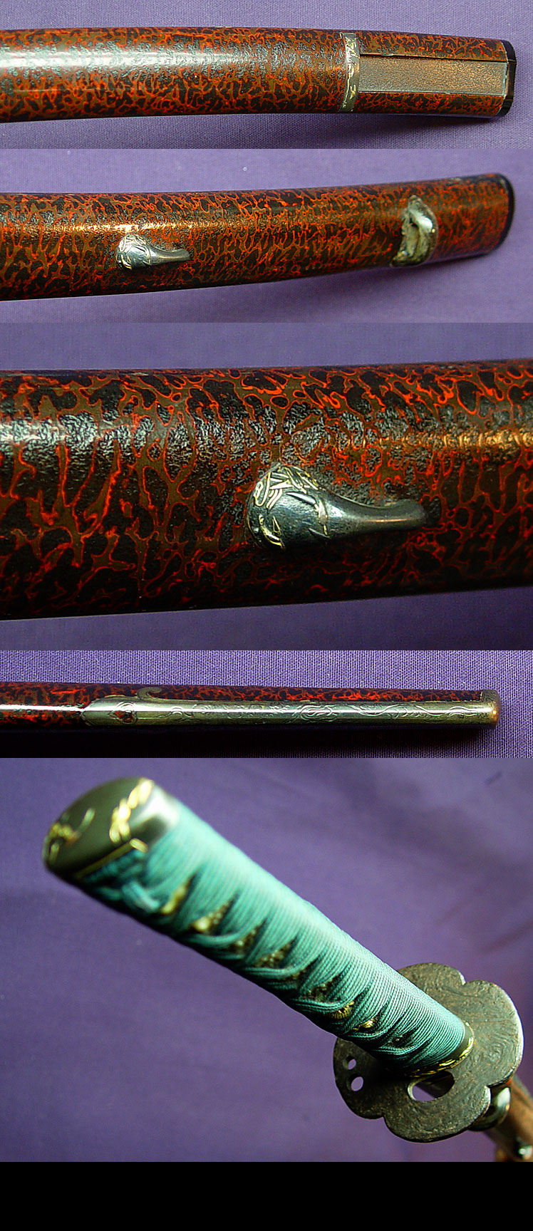 Japanese Sword Satsuma Motohira Wakizashi with High relief lacquer Dragon